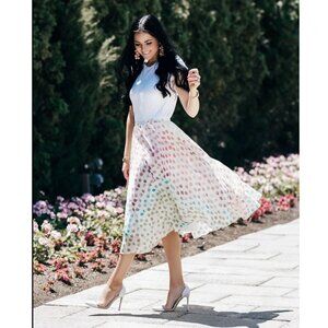 Rachel Parcell Colorful Dot Midi Skirt XS